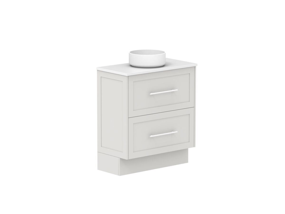 Reece Kado Lux Ensuite All Drawer Twin 750mm Floor Mounted Vanity Centre Basin 20mm Cherry Pie Top