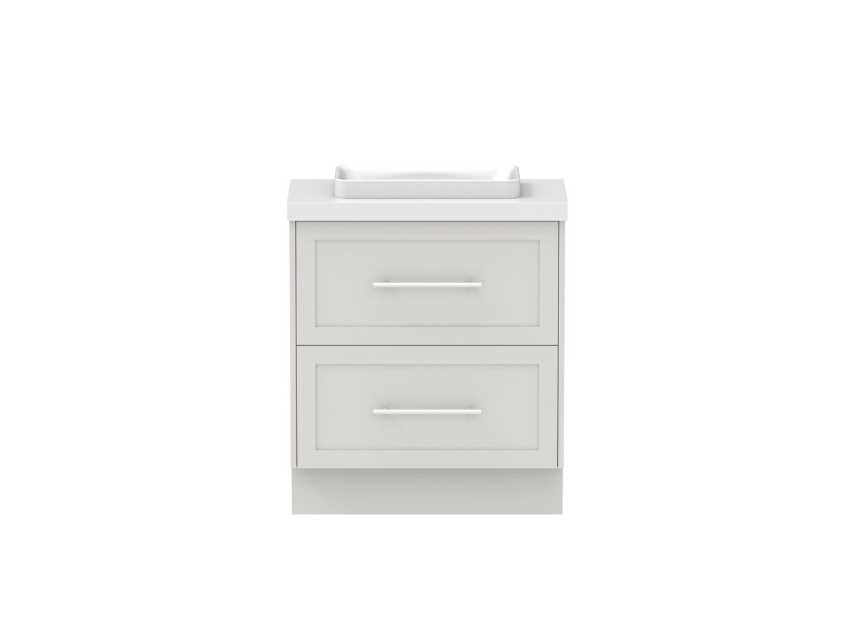 reece Kado Lux Ensuite All Drawer Twin 750mm Floor Mounted Vanity Centre Basin 50mm Cherry Pie Top