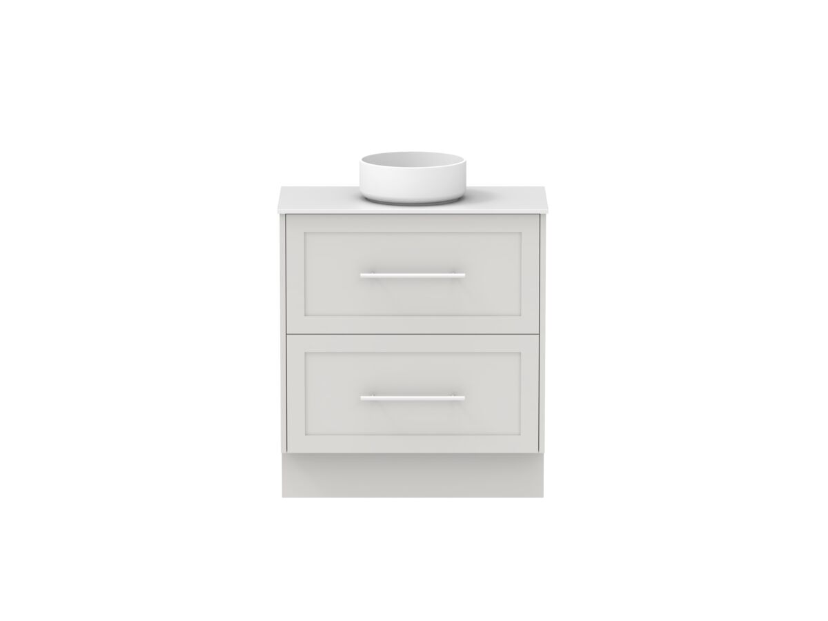 reece Kado Lux Ensuite All Drawer Twin 750mm Floor Mounted Vanity Centre Basin 12mm Durasein Top
