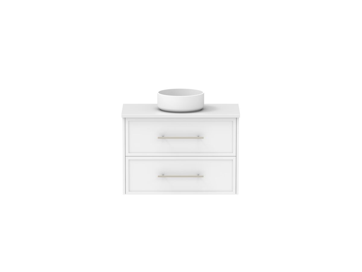 Reece Kado Lux Ensuite All Drawer Twin 750mm Wall Hung Vanity Centre Basin 20mm Cherry Pie Top