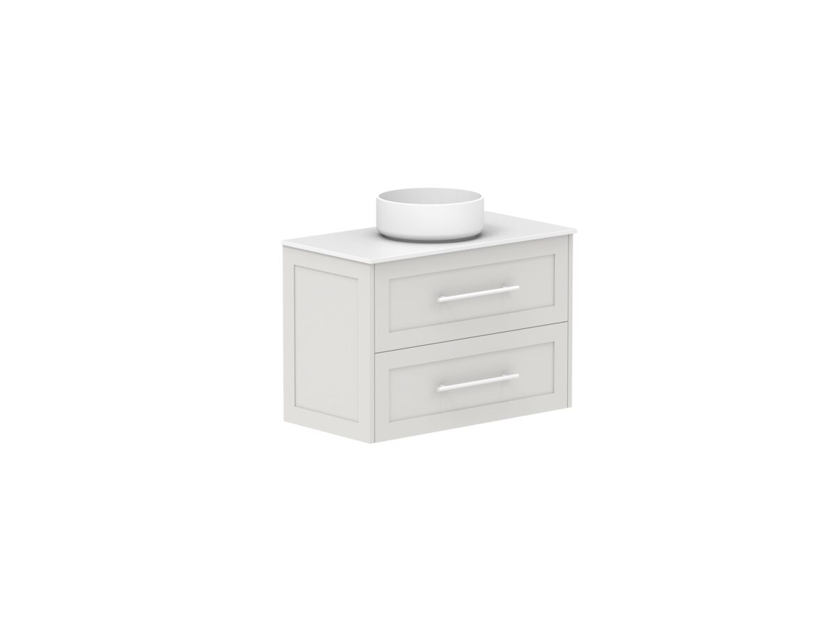 Reece Kado Lux Ensuite All Drawer Twin 750mm Wall Hung Vanity Centre Basin 12mm Durasein Top