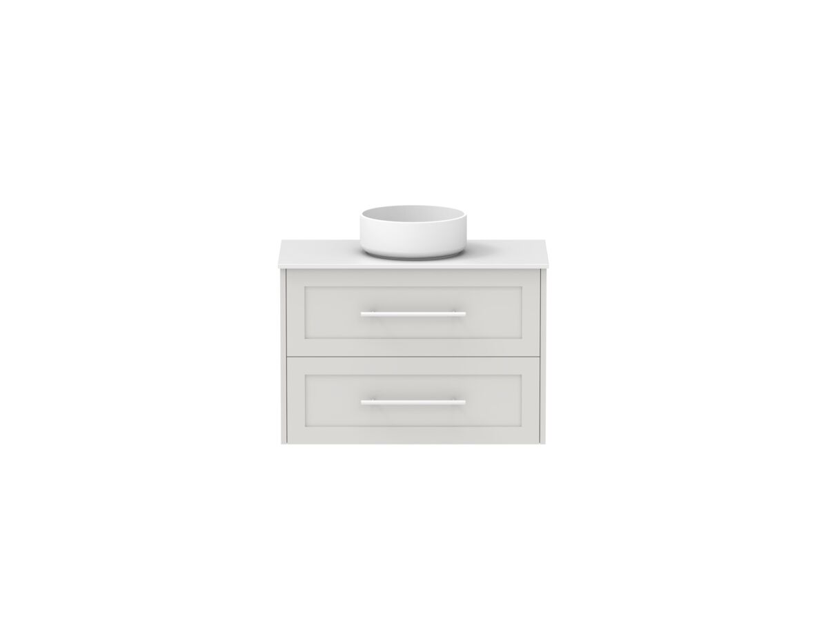 reece Kado Lux Ensuite All Drawer Twin 750mm Wall Hung Vanity Centre Basin 12mm Durasein Top