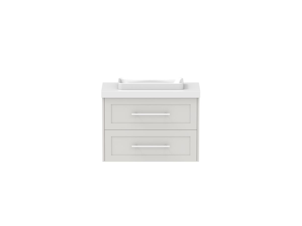reece Kado Lux Ensuite All Drawer Twin 750mm Wall Hung Vanity Centre Basin 50mm Durasein Top