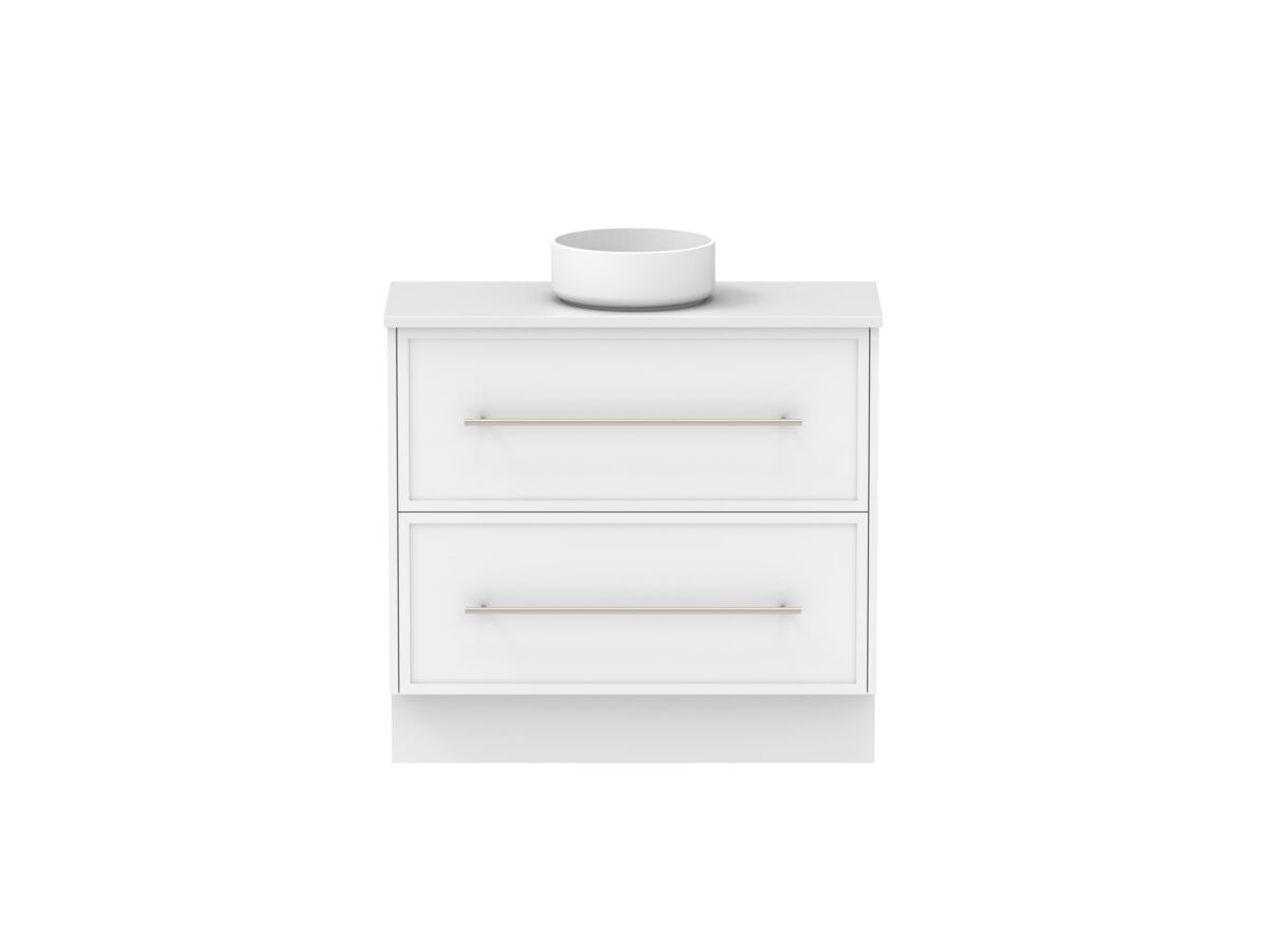 Reece Kado Lux Ensuite All Drawer Twin 900mm Floor Mounted Vanity Centre Basin 20mm Cherry Pie Top