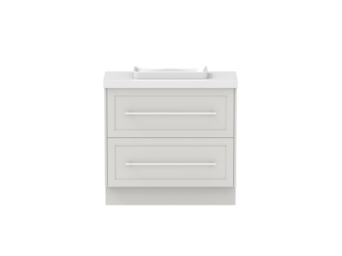reece Kado Lux Ensuite All Drawer Twin 900mm Floor Mounted Vanity Centre Basin 50mm Cherry Pie Top