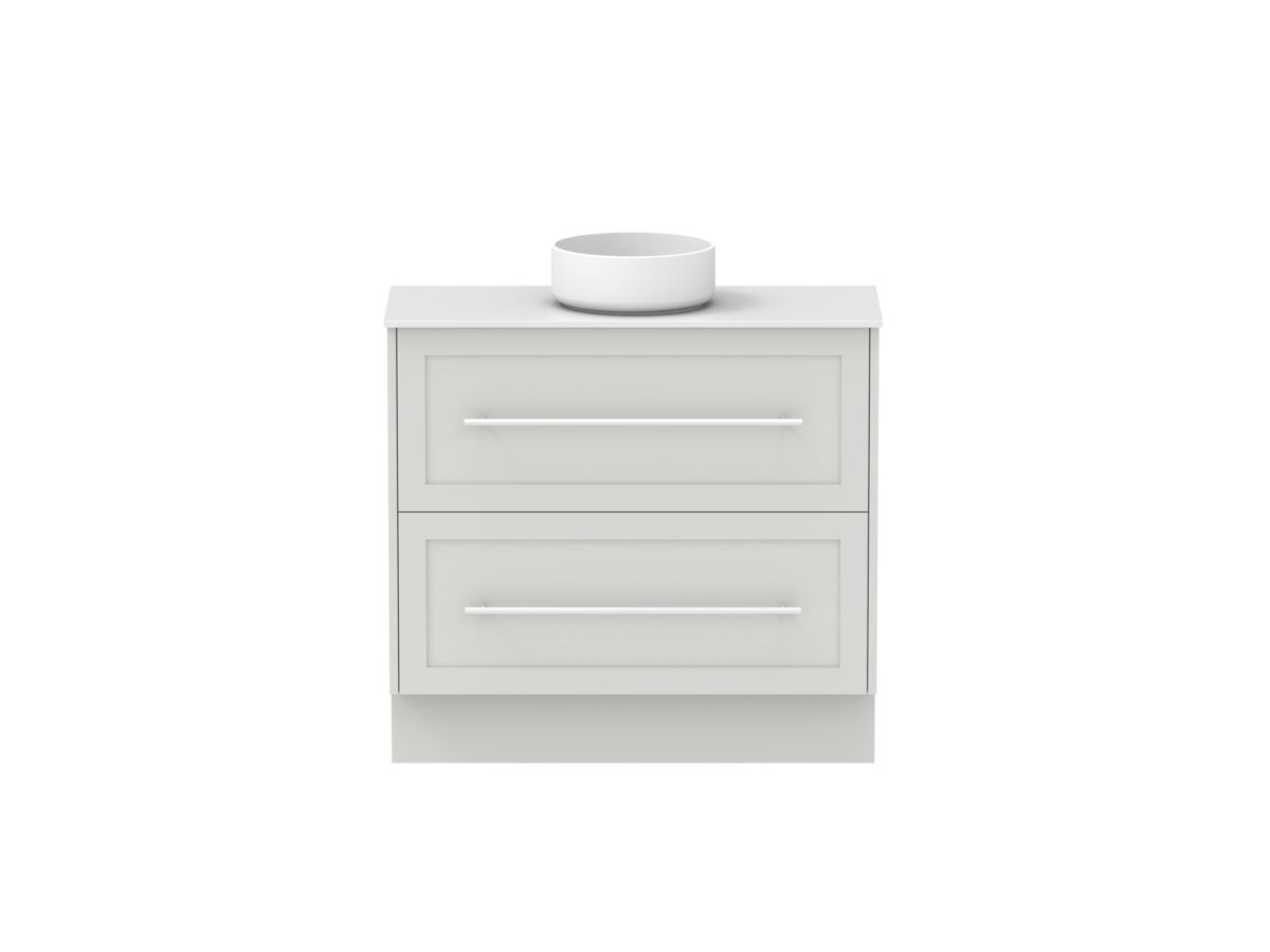 reece Kado Lux Ensuite All Drawer Twin 900mm Floor Mounted Vanity Centre Basin 12mm Durasein Top