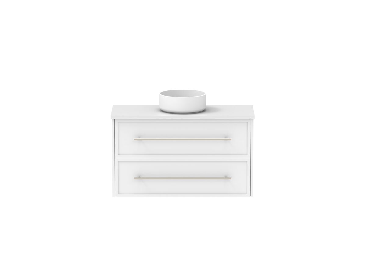 Reece Kado Lux Ensuite All Drawer Twin 900mm Wall Hung Vanity Centre Basin 20mm Cherry Pie Top