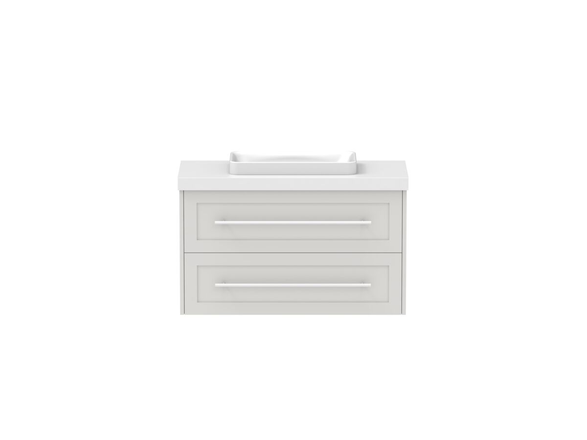 reece Kado Lux Ensuite All Drawer Twin 900mm Wall Hung Vanity Centre Basin 50mm Cherry Pie Top
