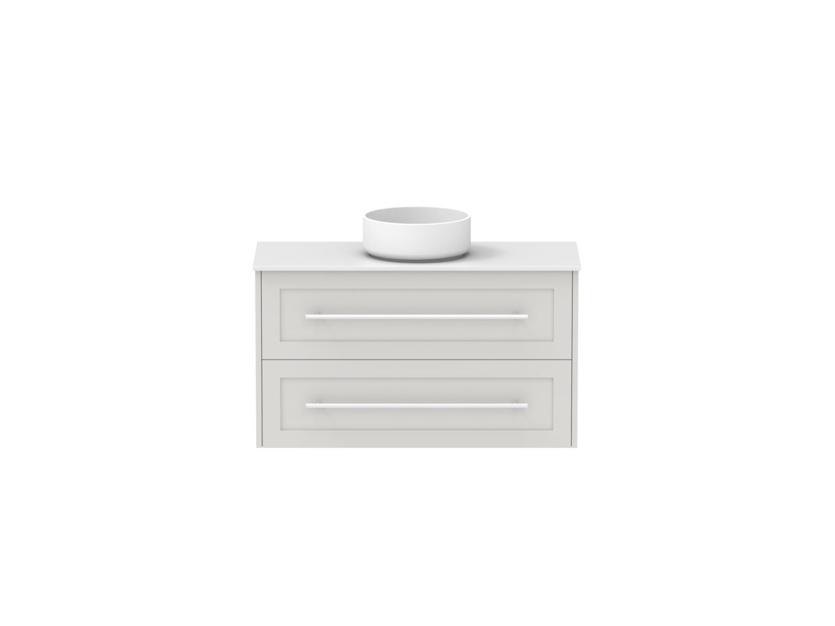 reece Kado Lux Ensuite All Drawer Twin 900mm Wall Hung Vanity Centre Basin 12mm Durasein Top