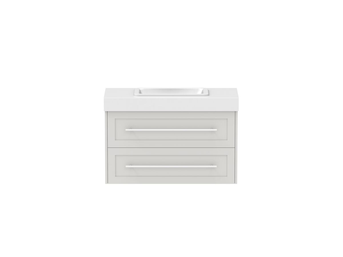 reece Kado Lux Ensuite All Drawer Twin 900mm Wall Hung Vanity Centre Basin 90mm Durasein Top
