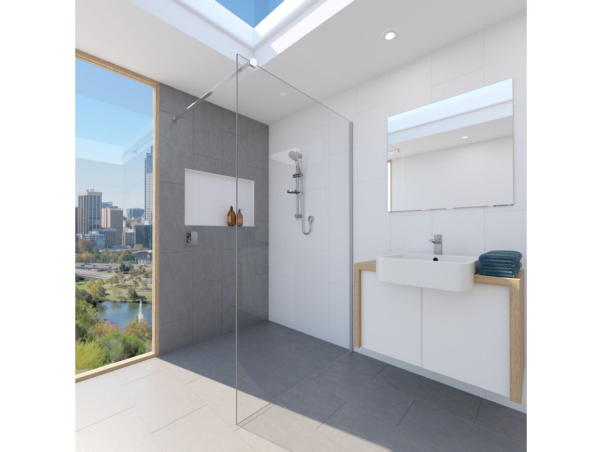 Reece Kado Lux Fixed Shower Screen Panel And Wall Support 1400mm Chrome