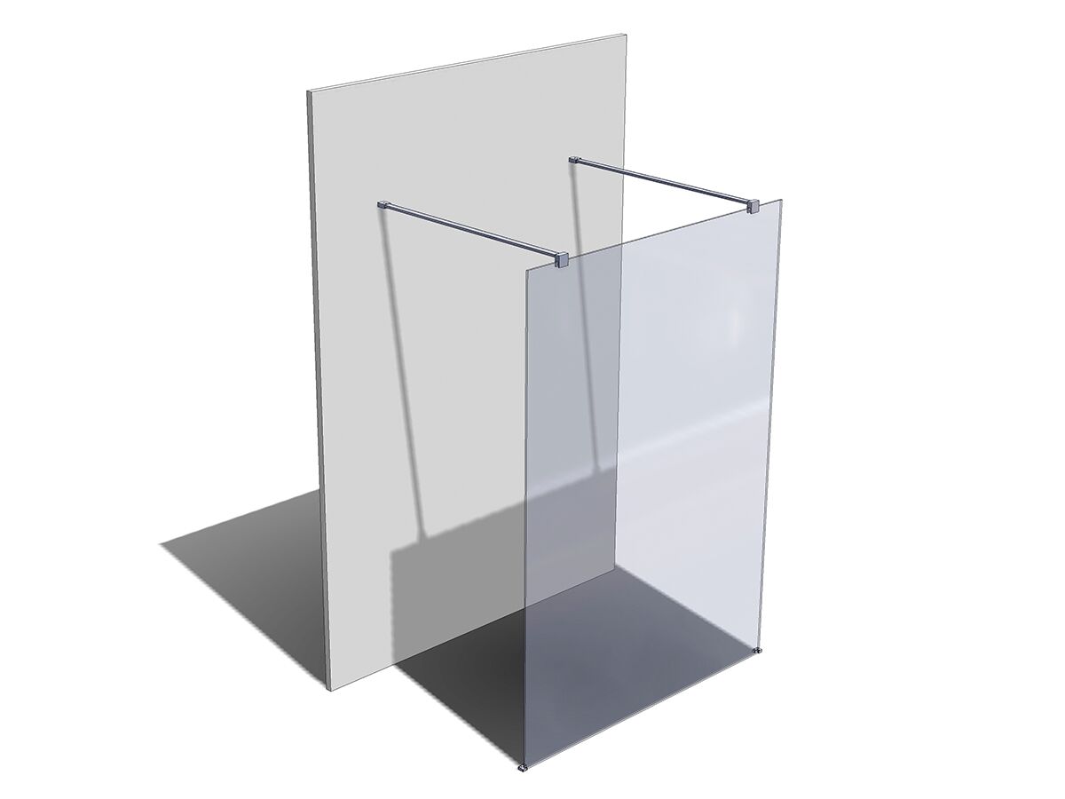 Reece Kado Lux Fixed Shower Screen Panel Double Entry And Wall Support 1400mm Chrome