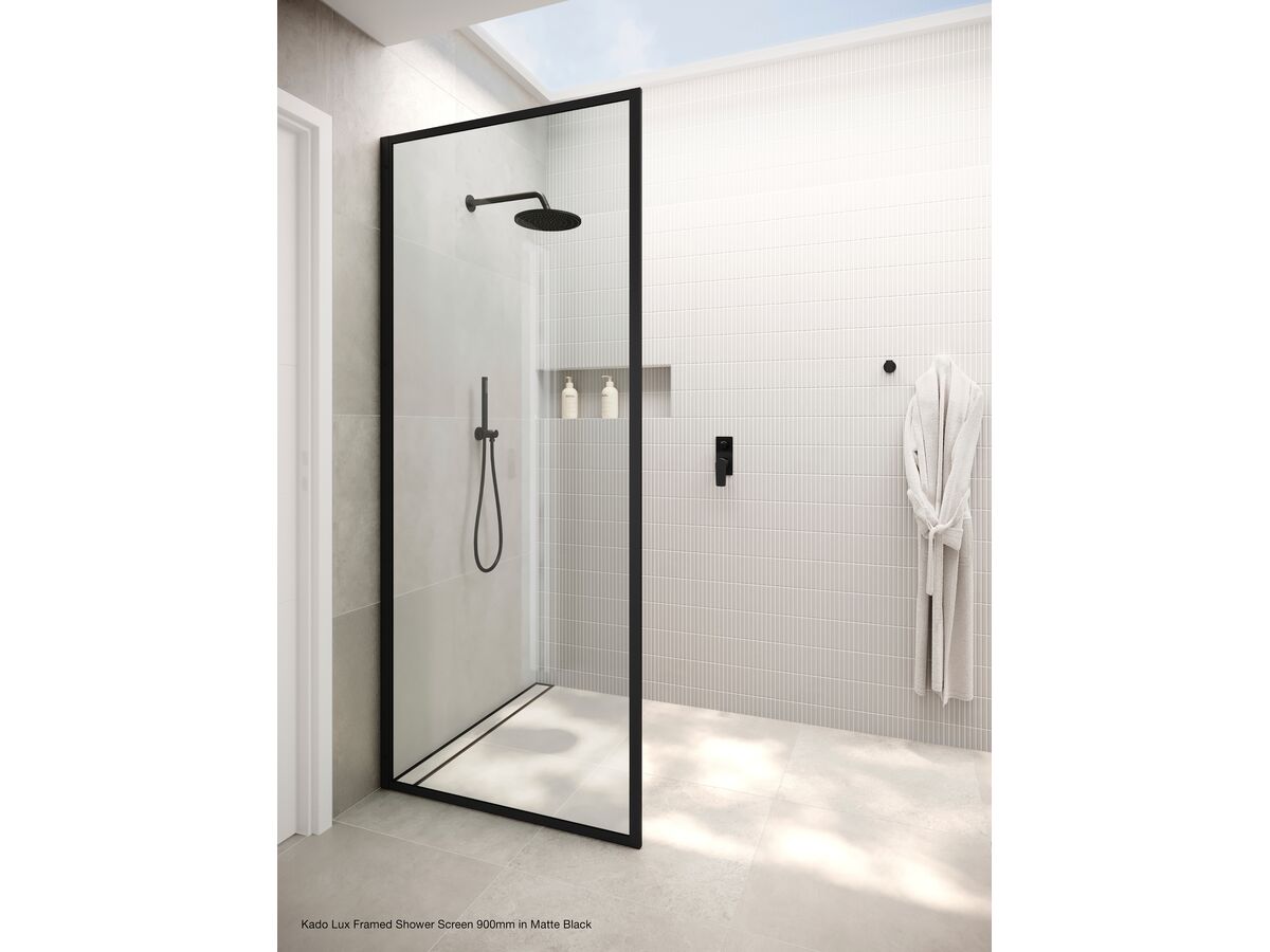 Reece Kado Lux Framed Shower Panel 900mm Matte Black