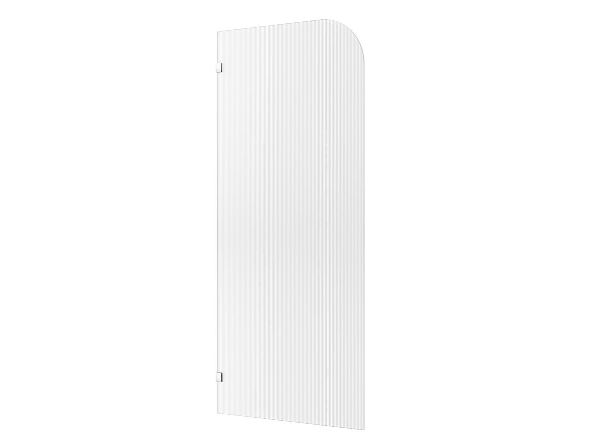 reece Kado Lux Frameless Curved Left Fluted Panel with Wall Clips 900mm Chrome