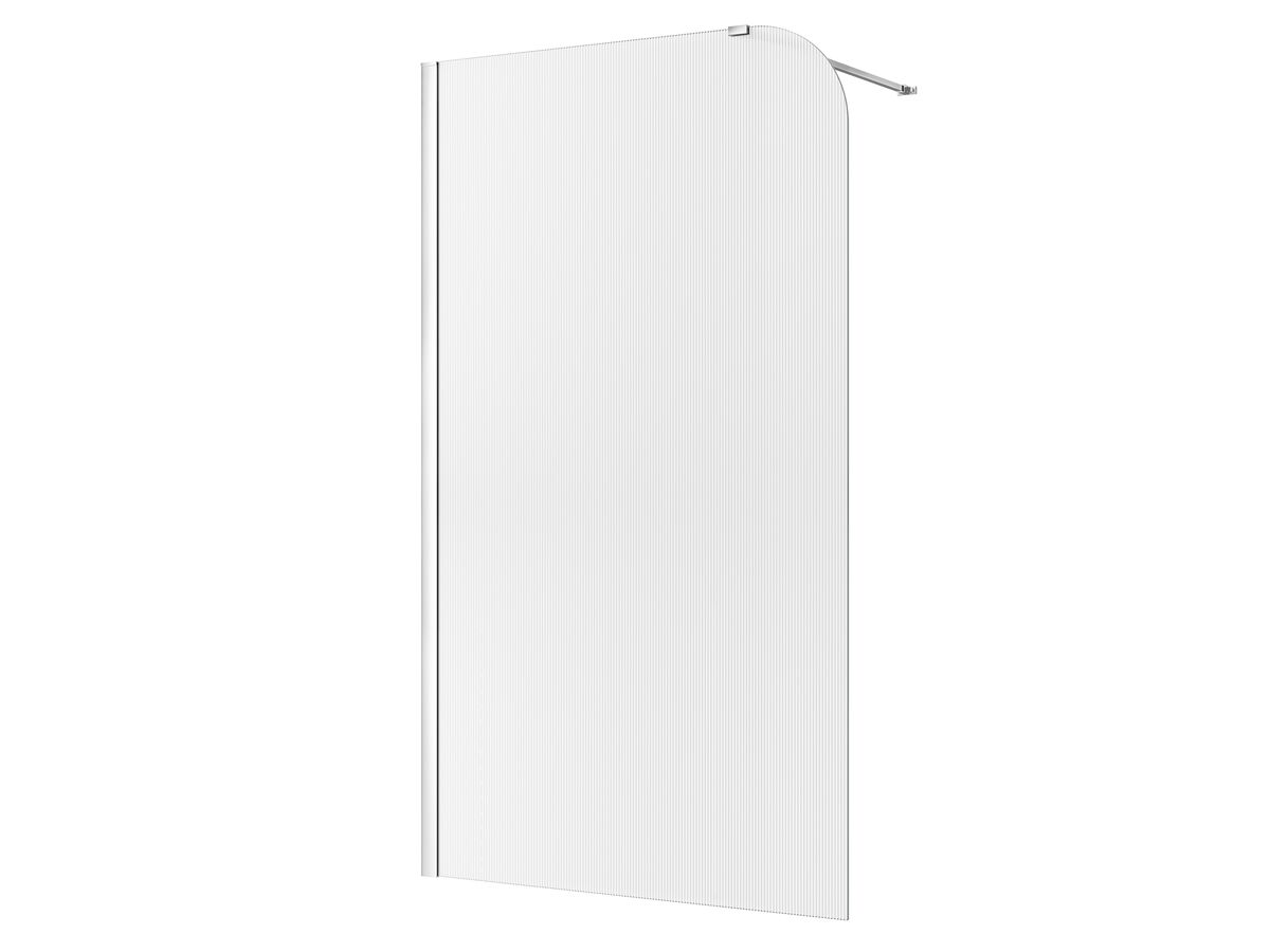 reece Kado Lux Frameless Curved Left Fluted Panel with Wall Channel 1200mm Chrome