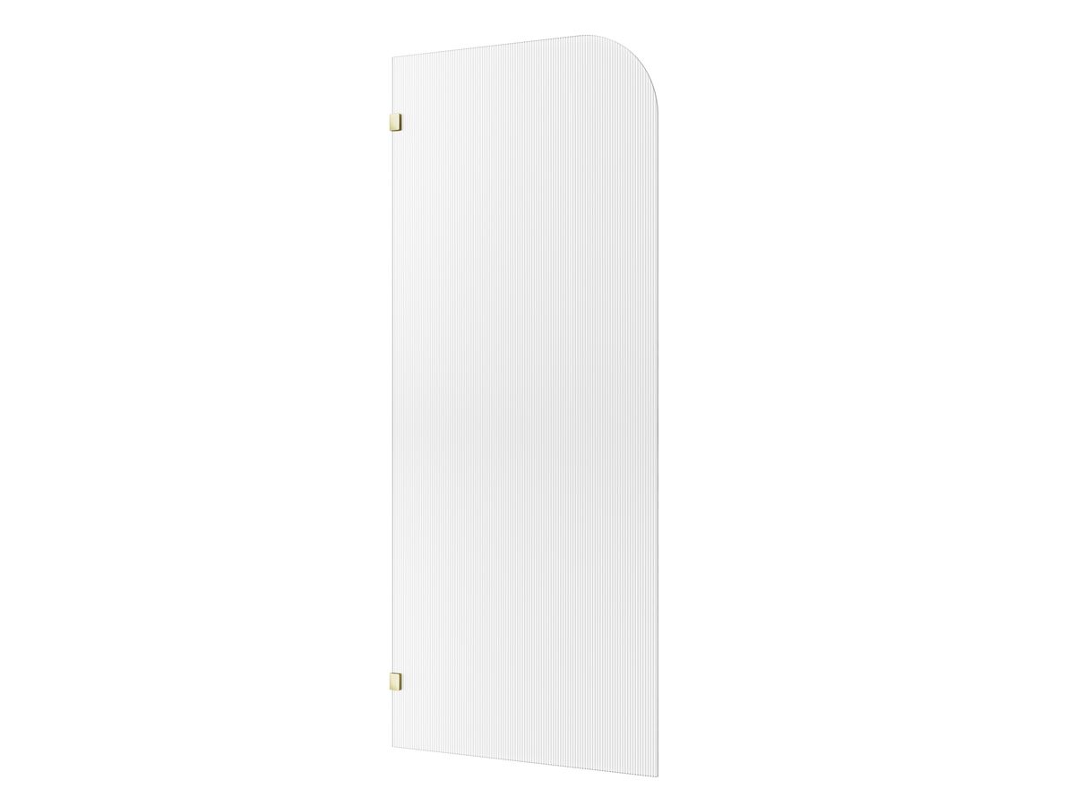 reece Kado Lux Frameless Curved Left Fluted Panel with Wall Clips 900mm Brushed Brass