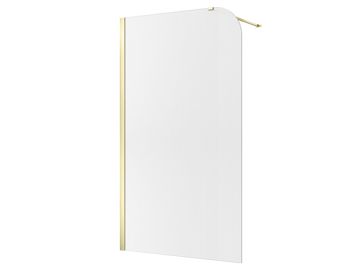 reece Kado Lux Frameless Curved Left Fluted Panel with Wall Channel 1200mm Brushed Brass