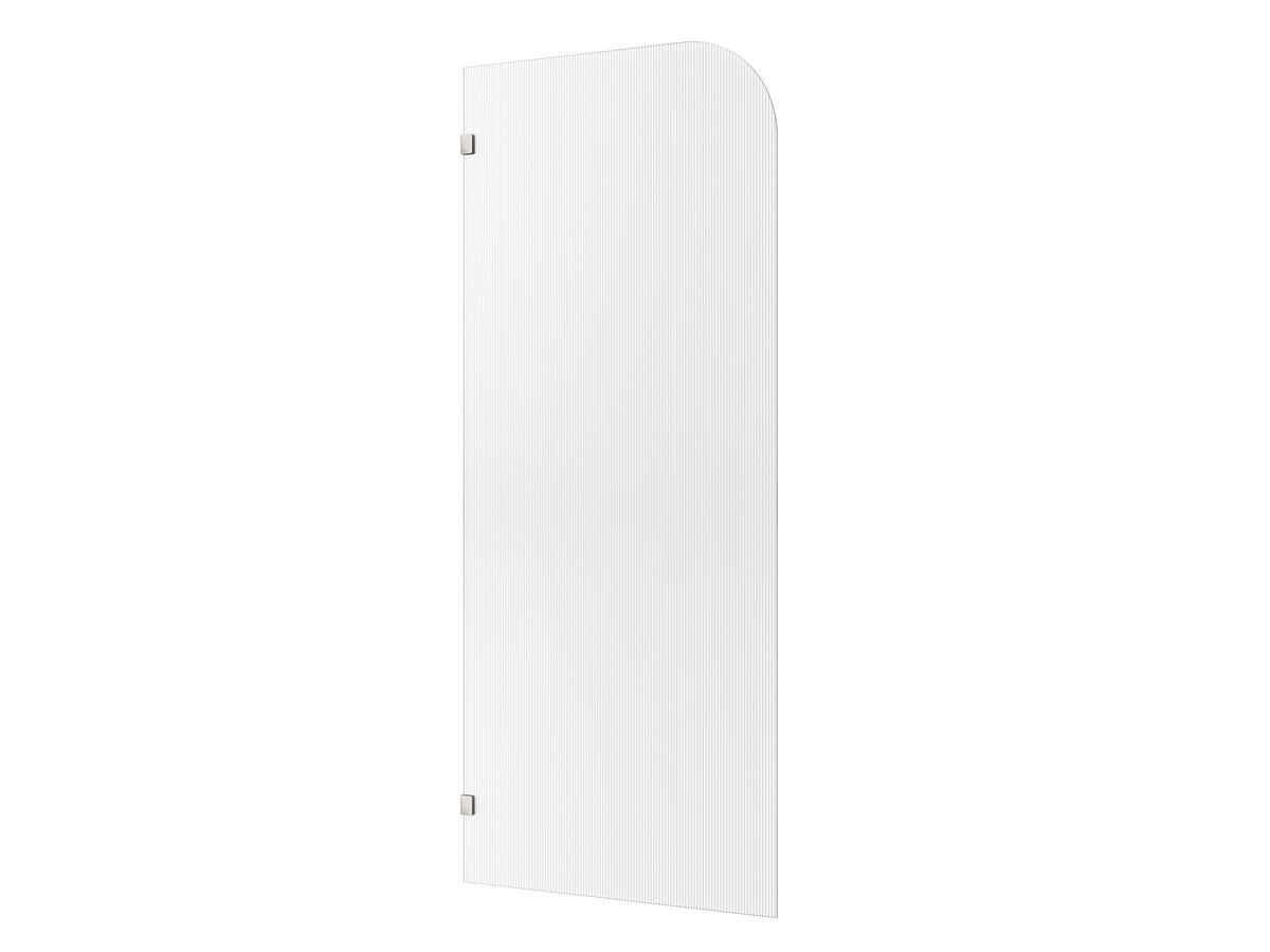 reece Kado Lux Frameless Curved Left Fluted Panel with Wall Clips 900mm Brushed Nickel