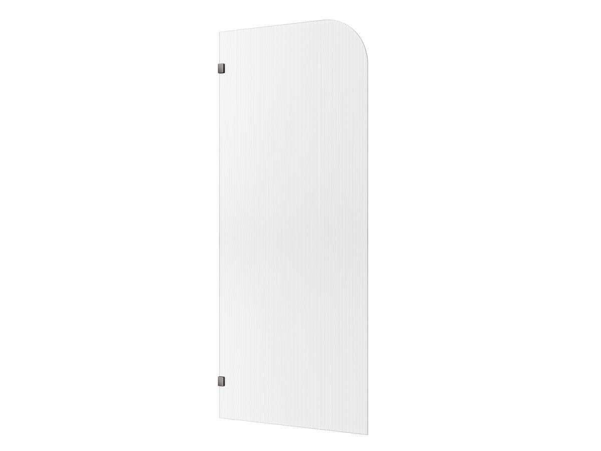 reece Kado Lux Frameless Curved Left Fluted Panel with Wall Clips 900mm Brushed Gunmetal