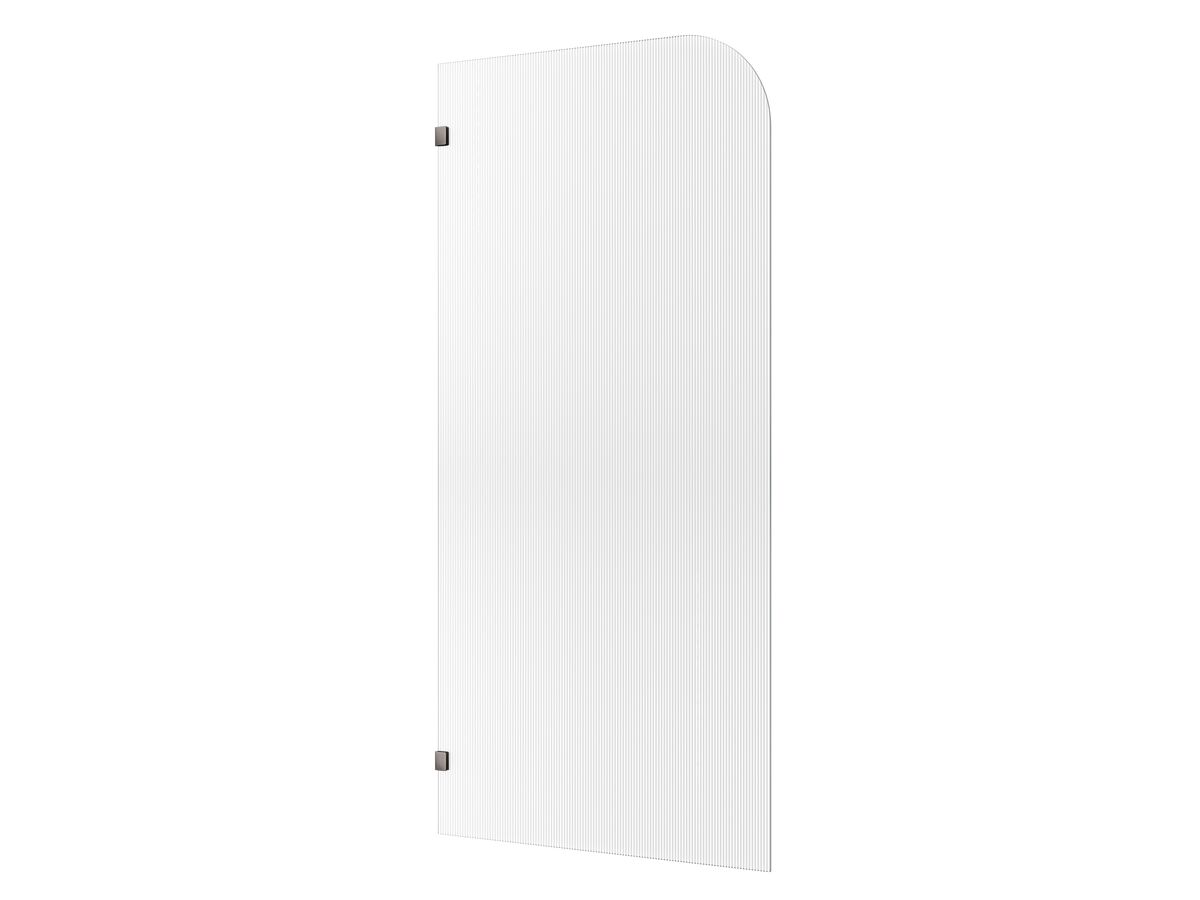 reece Kado Lux Frameless Curved Left Fluted Panel with Wall Clips 1000mm Brushed Gunmetal