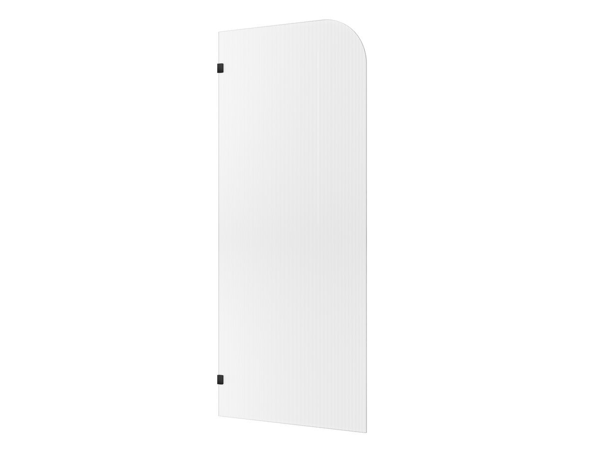reece Kado Lux Frameless Curved Left Fluted Panel with Wall Clips 900mm Matte Black