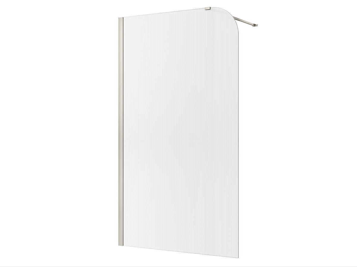 reece Kado Lux Frameless Curved Left Fluted Panel with Wall Channel 1200mm Brushed Nickel