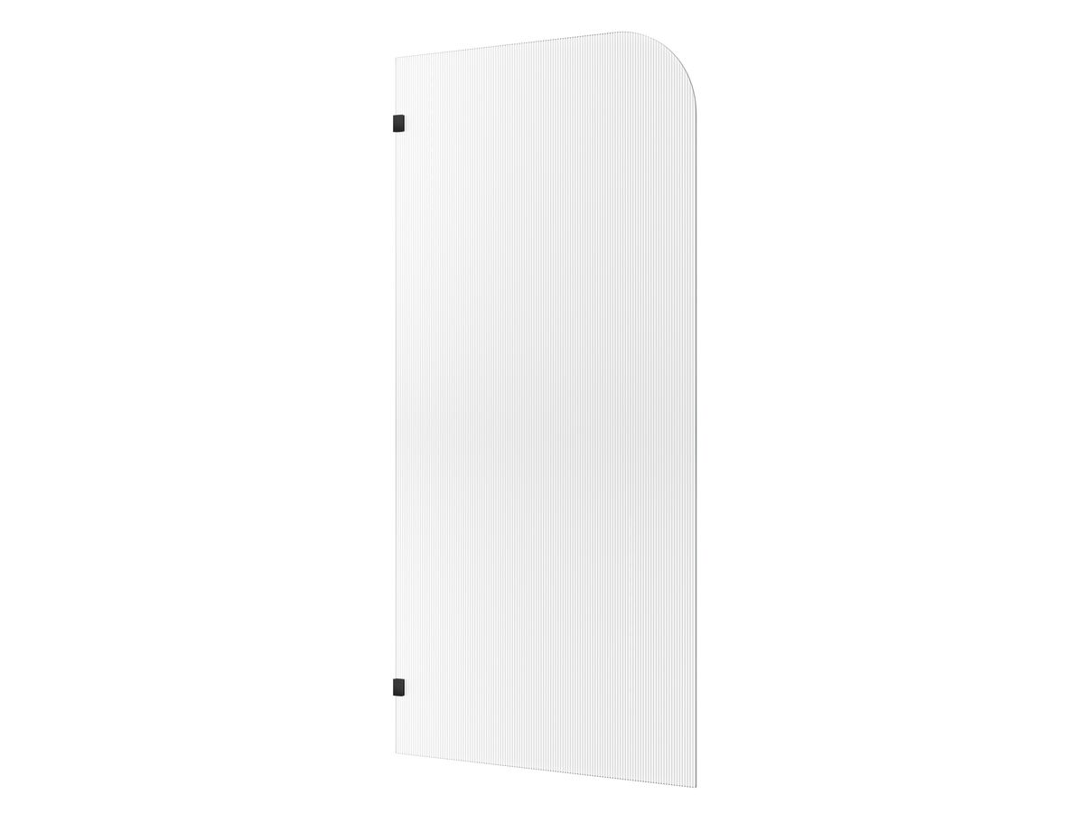 reece Kado Lux Frameless Curved Left Fluted Panel with Wall Clips 1000mm Matte Black