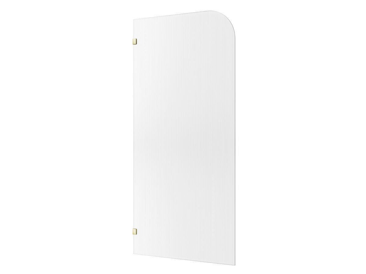 reece Kado Lux Frameless Curved Left Fluted Panel with Wall Clips 1000mm Brushed Brass