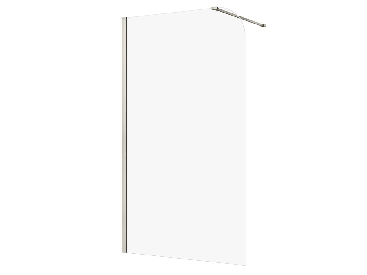 reece Kado Lux Frameless Curved Panel with Wall Channel Clear Glass 1200mm Brushed Nickel