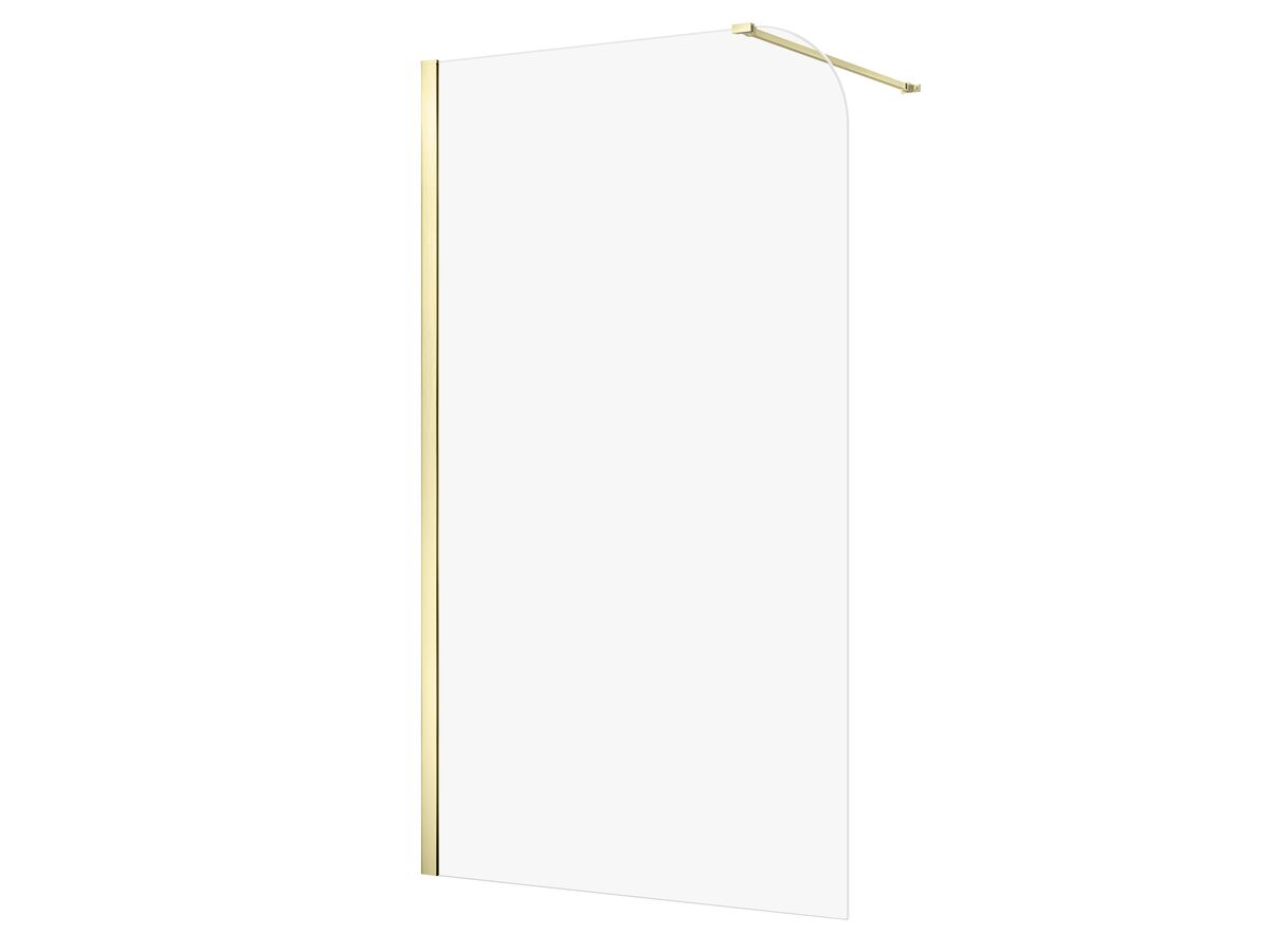 reece Kado Lux Frameless Curved Panel with Wall Channel Clear Glass 1200mm Brushed Brass