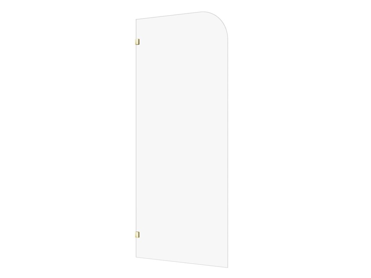 reece Kado Lux Frameless Curved Panel with Wall Clips Clear Glass 900mm Brushed Brass