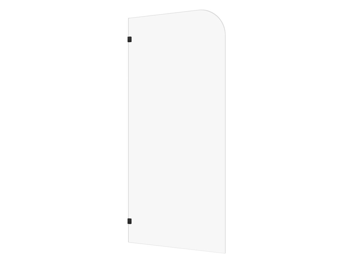 reece Kado Lux Frameless Curved Panel with Wall Clips Clear Glass 1000mm Matte Black
