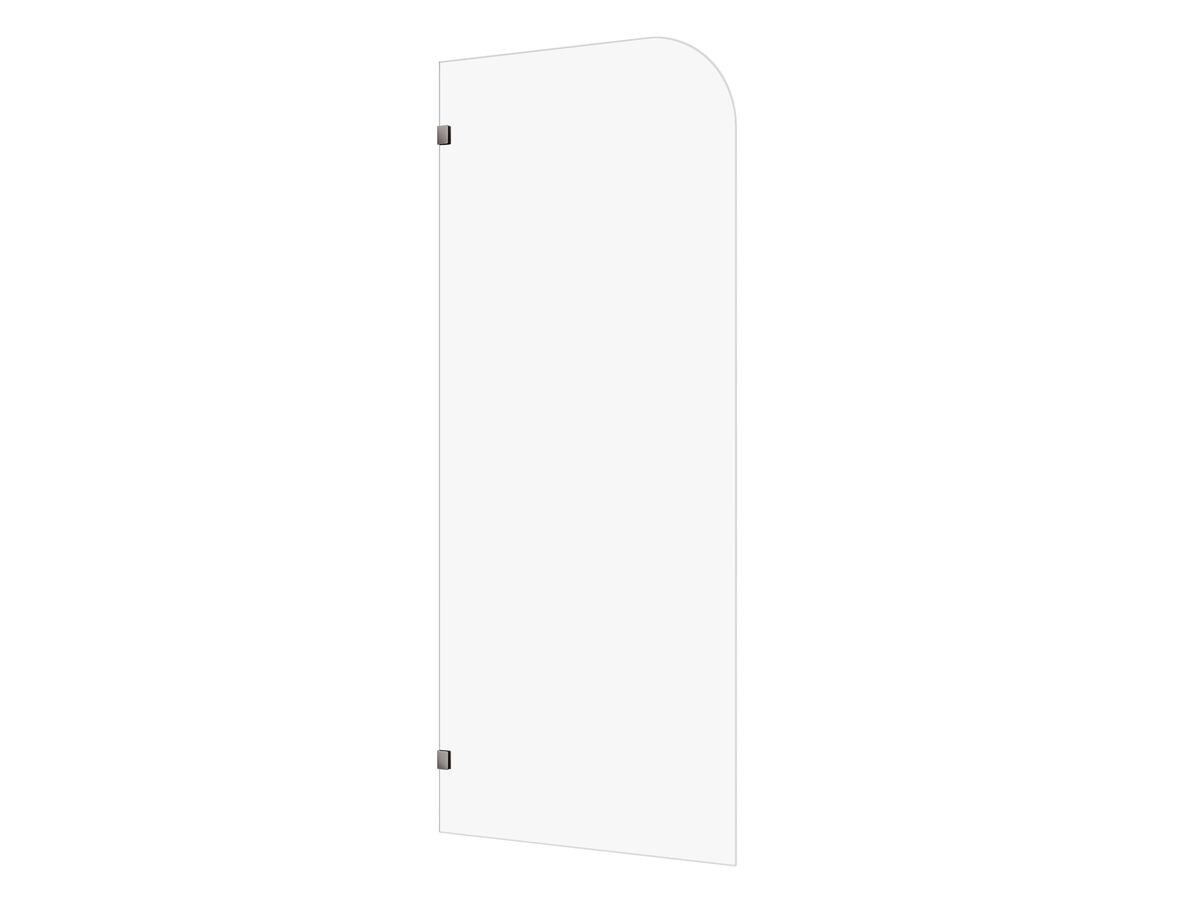reece Kado Lux Frameless Curved Panel with Wall Clips Clear Glass 900mm Brushed Gunmetal