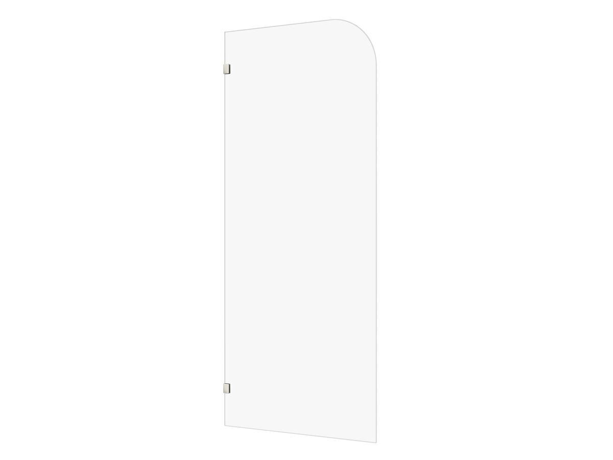 reece Kado Lux Frameless Curved Panel with Wall Clips Clear Glass 900mm Brushed Nickel