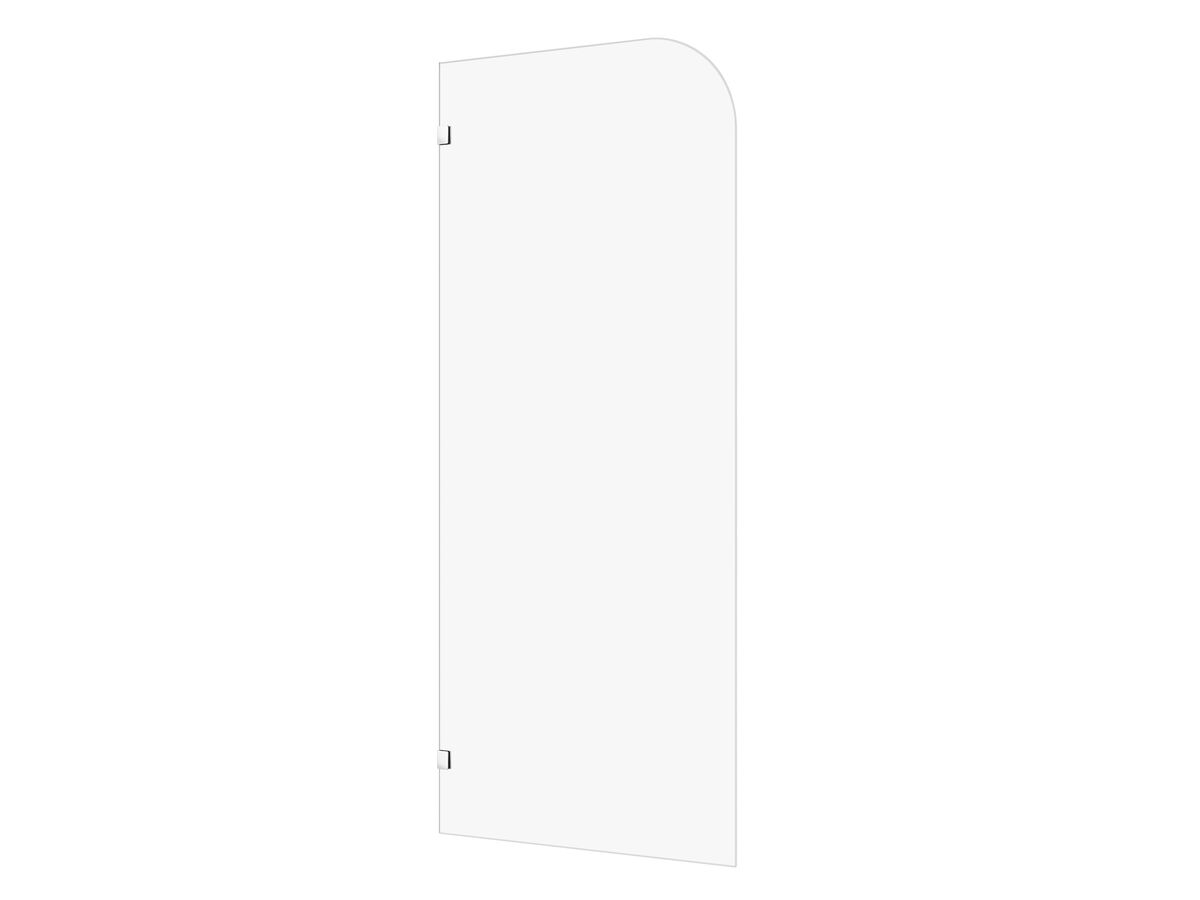 reece Kado Lux Frameless Curved Panel with Wall Clips Clear Glass 900mm Chrome