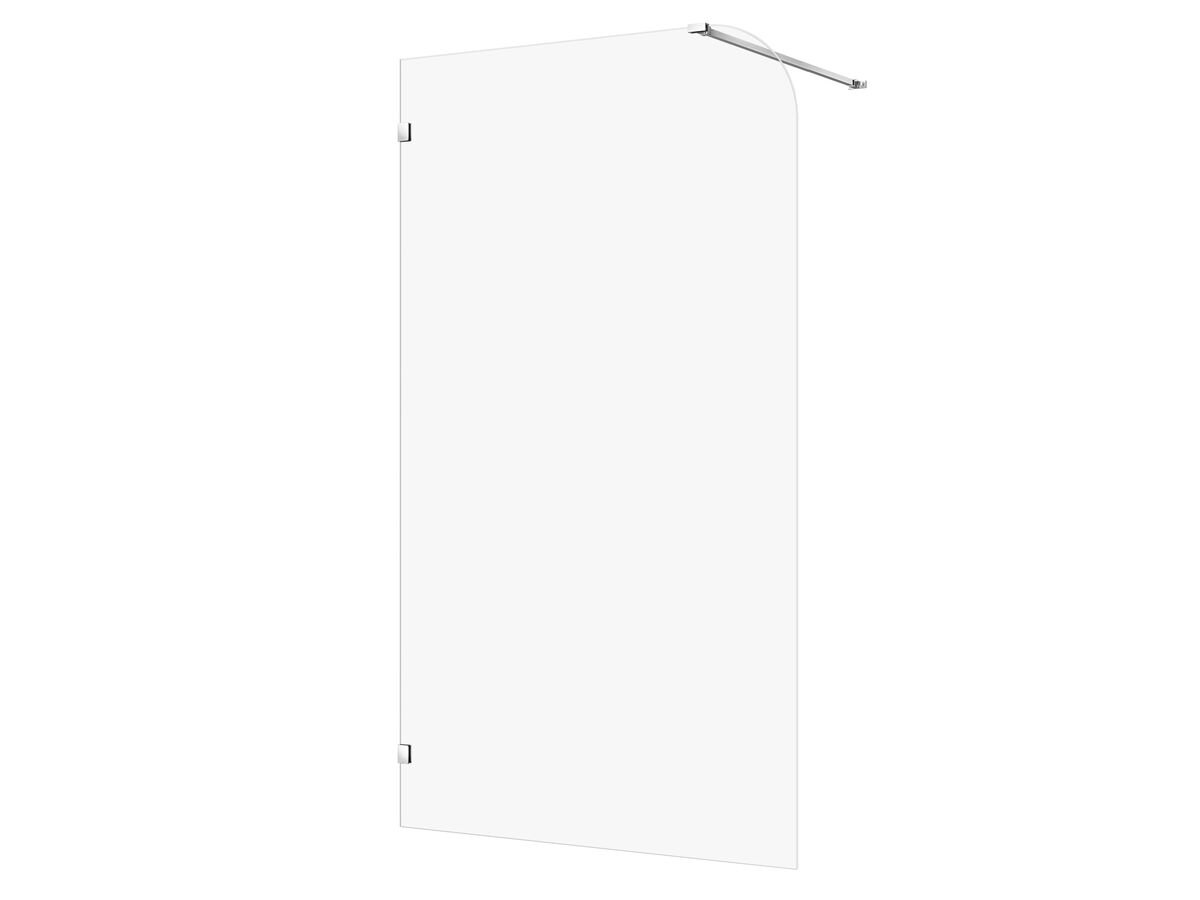 reece Kado Lux Frameless Curved Panel with Wall Clips Clear Glass 1200mm Chrome