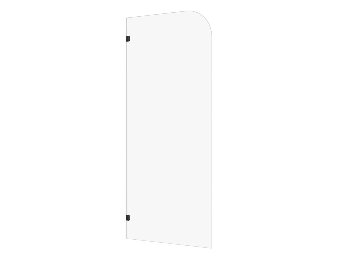 reece Kado Lux Frameless Curved Panel with Wall Clips Clear Glass 900mm Matte Black