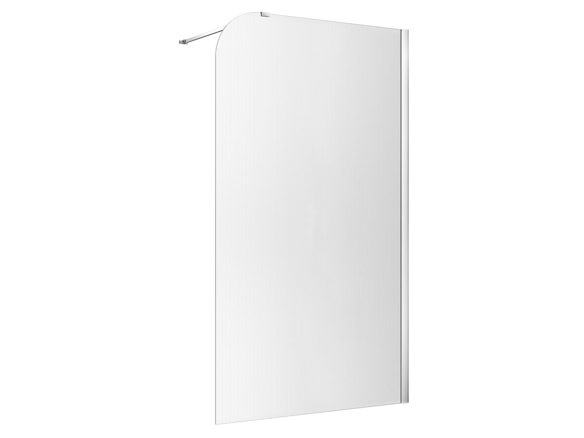 reece Kado Lux Frameless Curved Right Fluted Panel with Wall Channel 1200mm Chrome