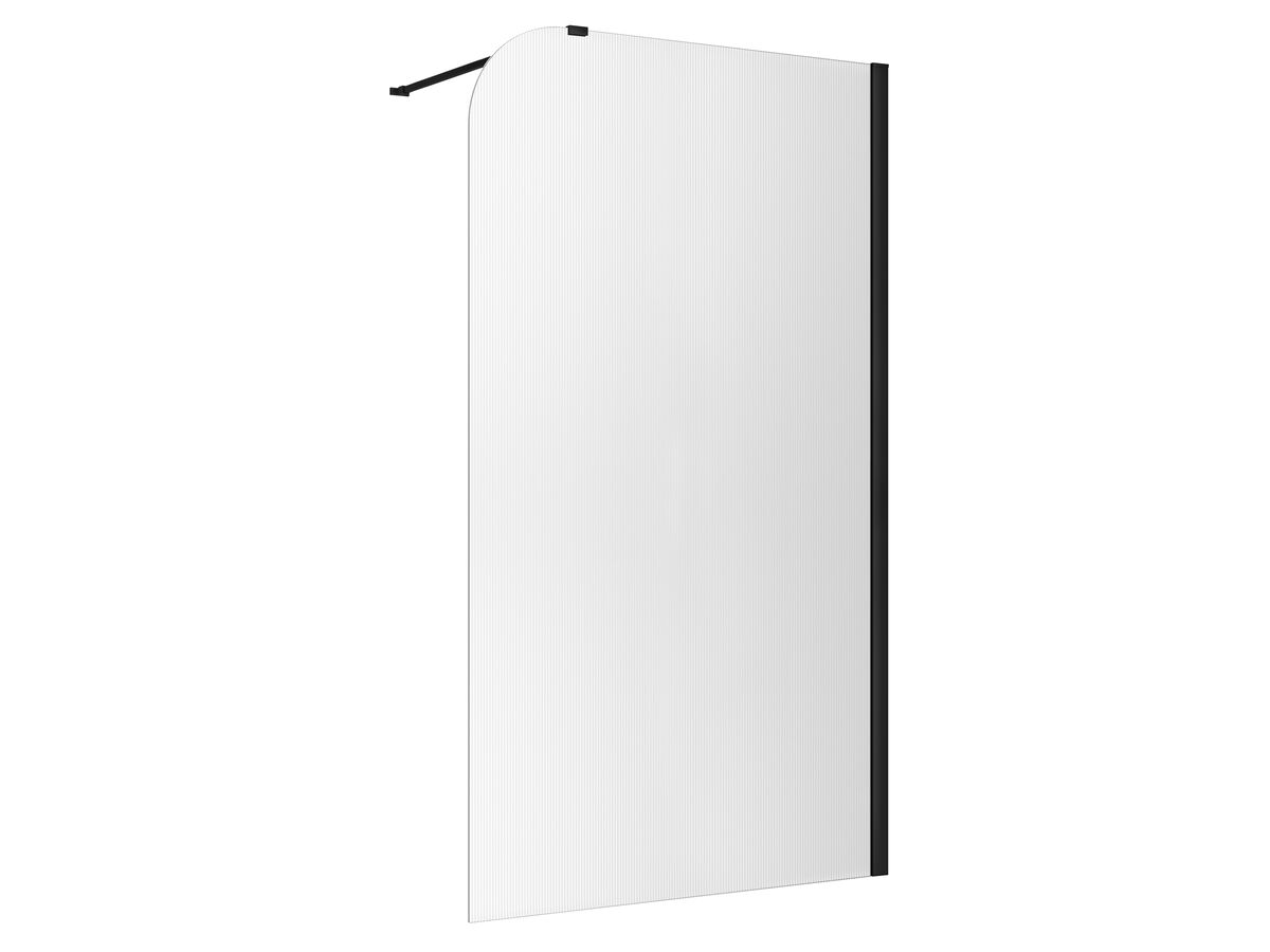 reece Kado Lux Frameless Curved Right Fluted Panel with Wall Channel 1200mm Matte Black