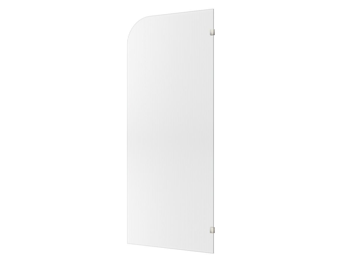 reece Kado Lux Frameless Curved Right Fluted Panel with Wall Clips 900mm Brushed Nickel