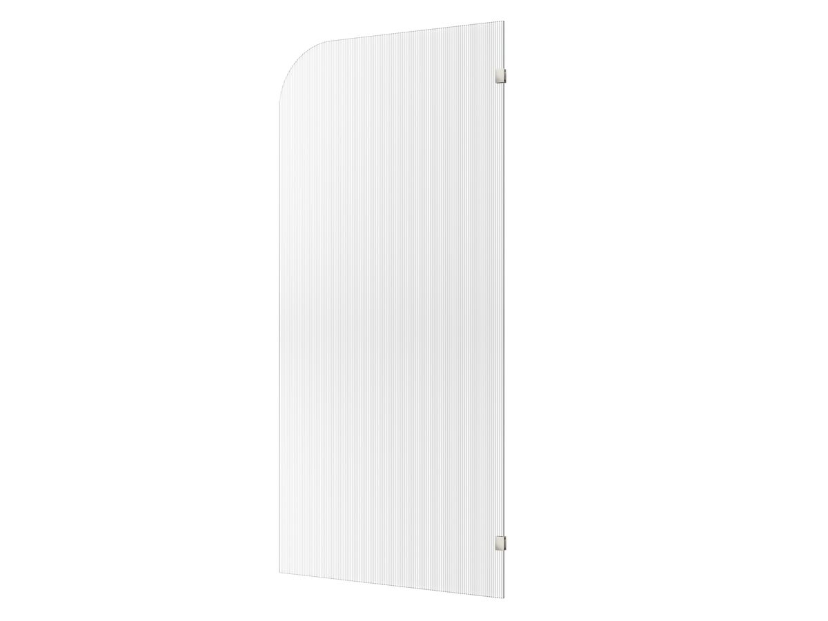 reece Kado Lux Frameless Curved Right Fluted Panel with Wall Clips 1000mm Brushed Nickel