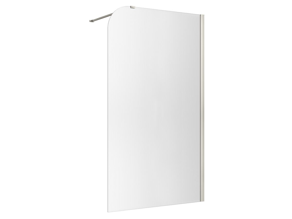 reece Kado Lux Frameless Curved Right Fluted Panel with Wall Channel 1200mm Brushed Nickel