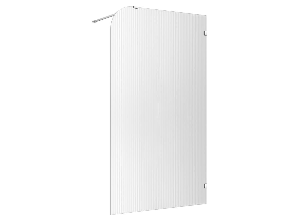 reece Kado Lux Frameless Curved Right Fluted Panel with Wall Clips 1200mm Chrome