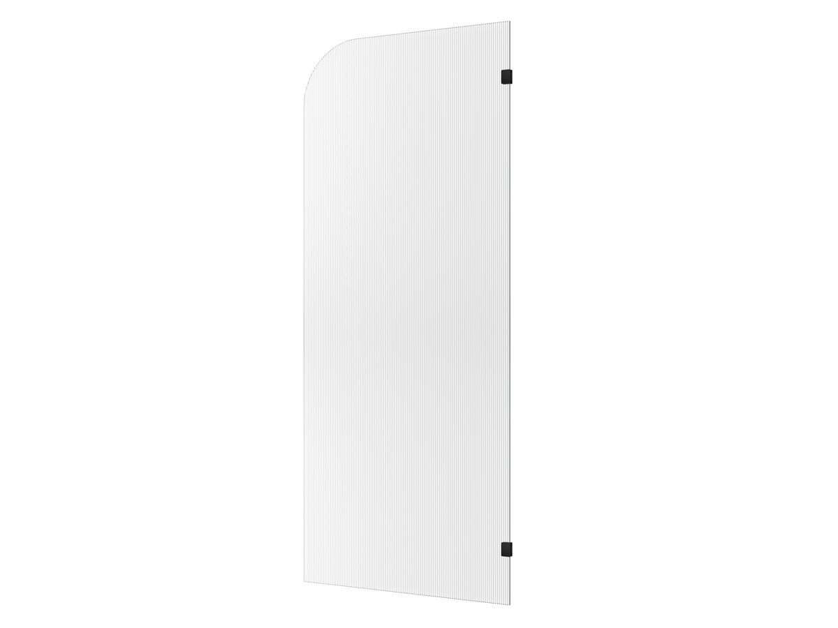 reece Kado Lux Frameless Curved Right Fluted Panel with Wall Clips 900mm Matte Black
