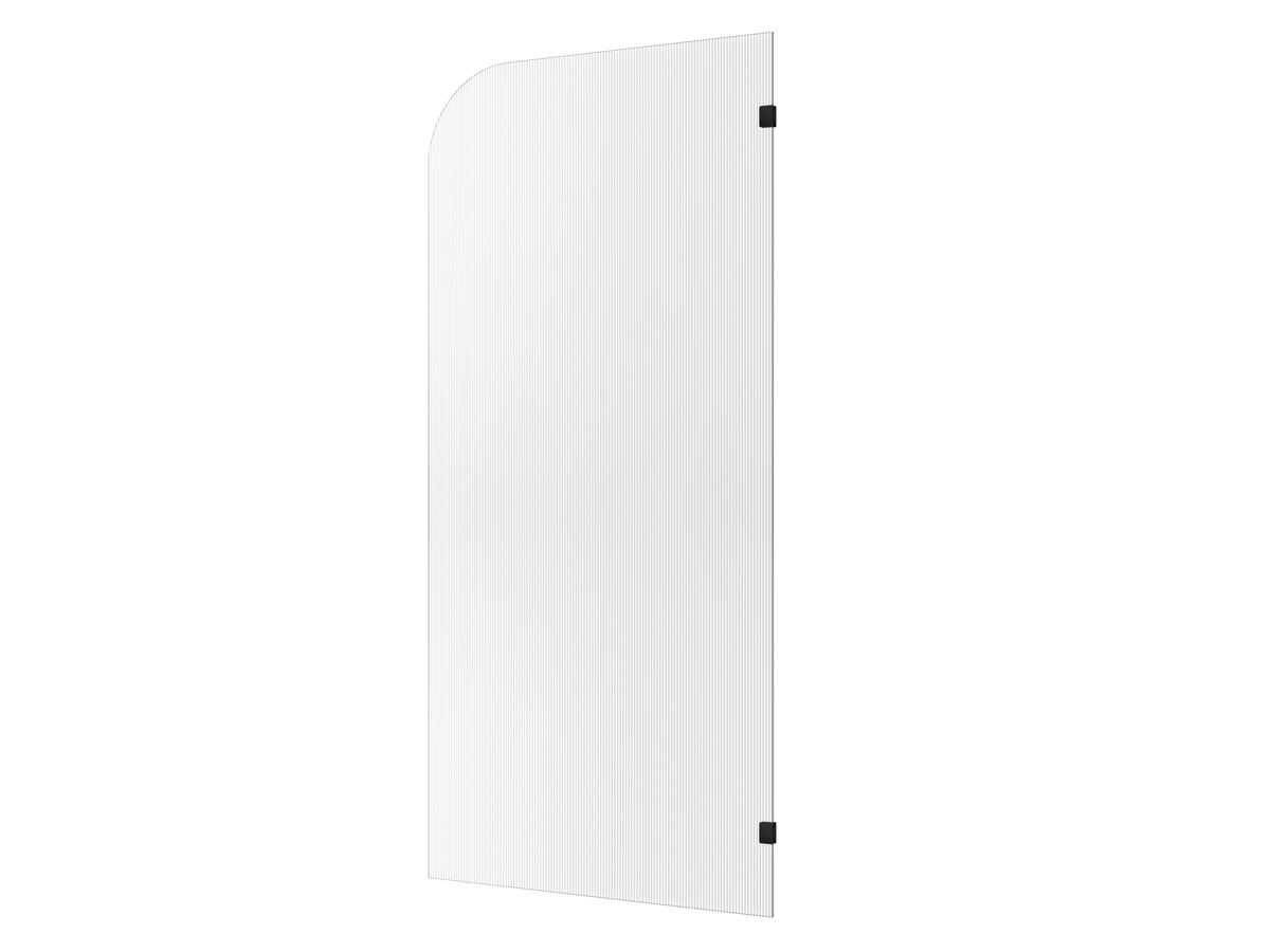 reece Kado Lux Frameless Curved Right Fluted Panel with Wall Clips 1000mm Matte Black