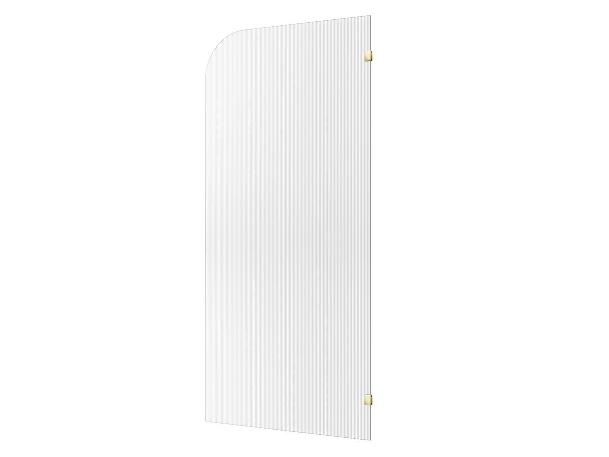reece Kado Lux Frameless Curved Right Fluted Panel with Wall Clips 1000mm Brushed Brass