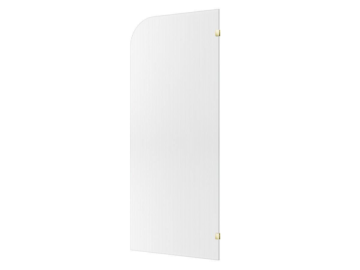 reece Kado Lux Frameless Curved Right Fluted Panel with Wall Clips 900mm Brushed Brass
