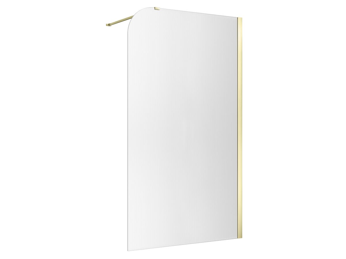 reece Kado Lux Frameless Curved Right Fluted Panel with Wall Channel 1200mm Brushed Brass