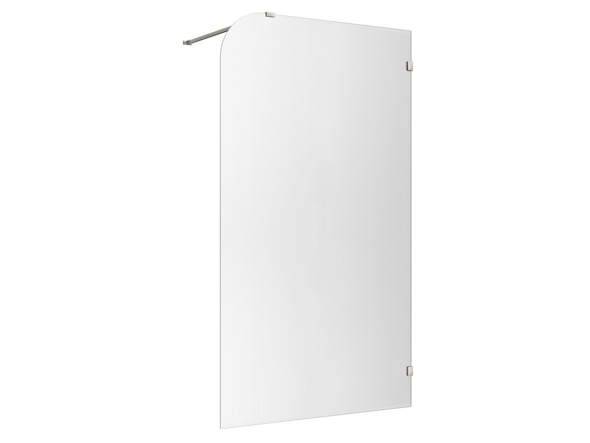 reece Kado Lux Frameless Curved Right Fluted Panel with Wall Clips 1200mm Brushed Nickel