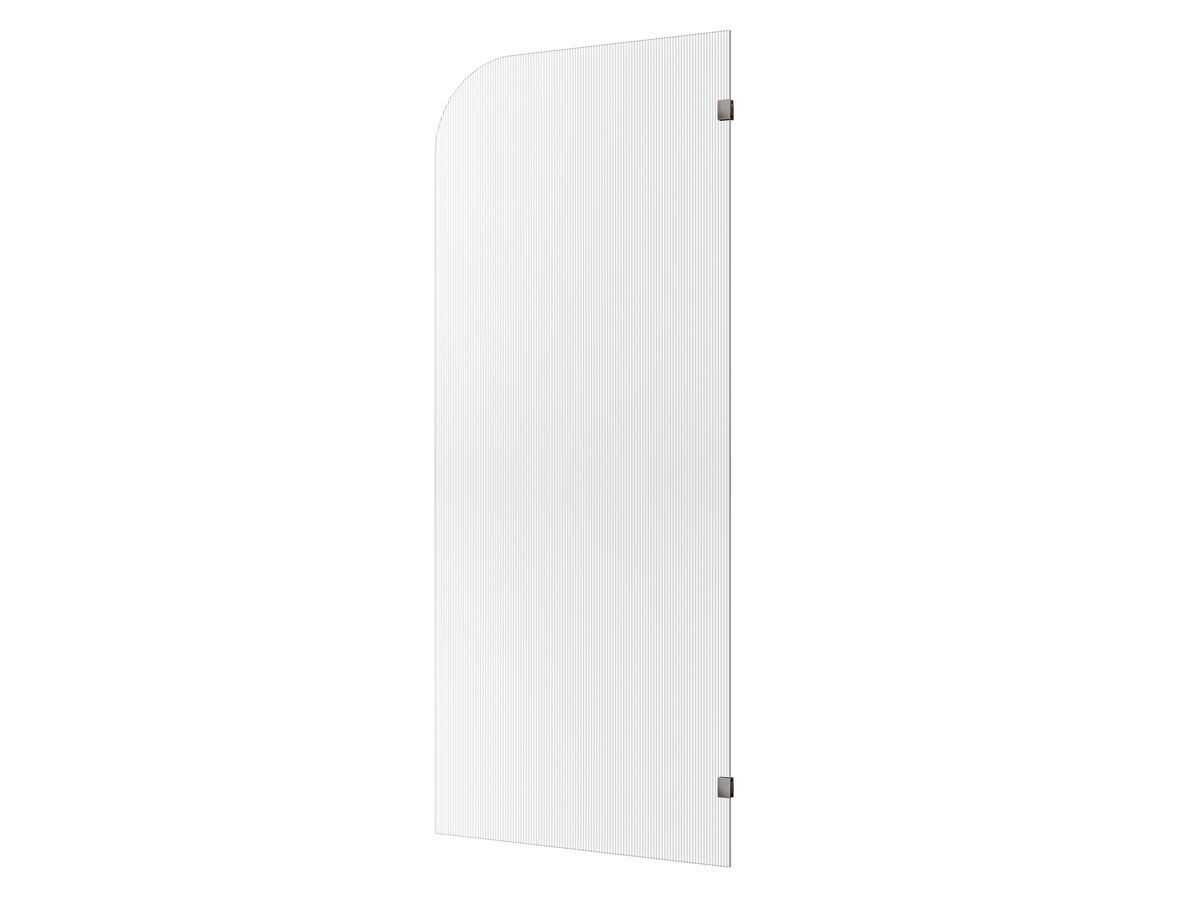 reece Kado Lux Frameless Curved Right Fluted Panel with Wall Clips 900mm Brushed Gunmetal